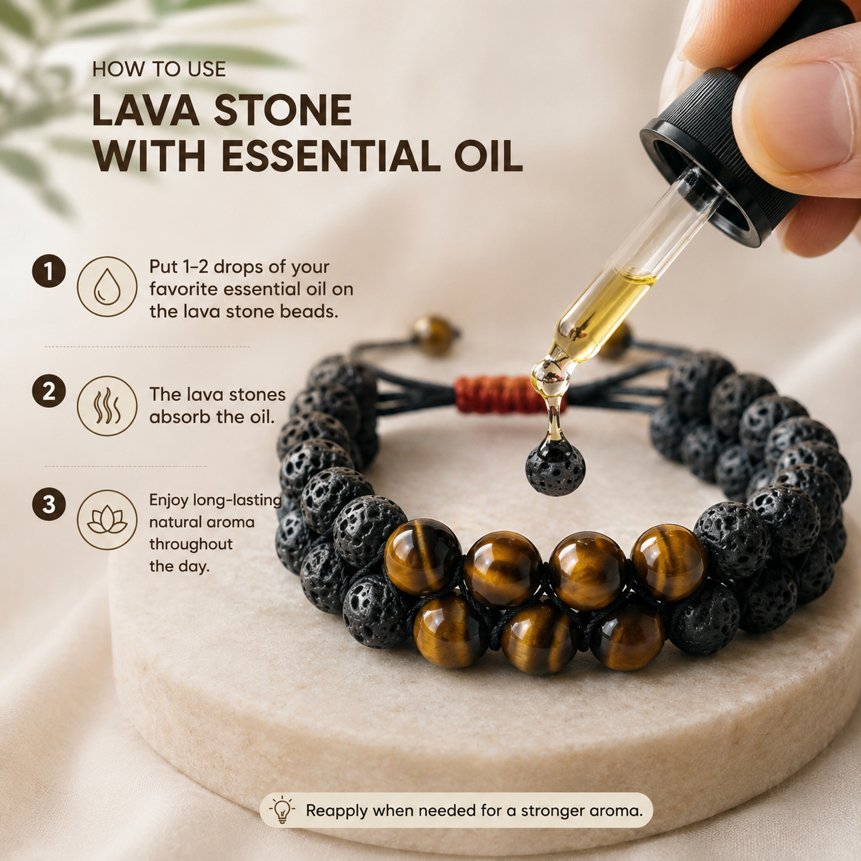 Lava Stone bracelet par essential oil kaise lagaen